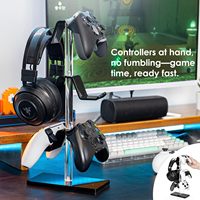 Support de contrôleur en acrylique moderne portable personnalisé en usine à 3 niveaux Base noire renforcée à rotation 360 pour contrôleur de jeu