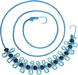 Tendedero portátil con 12 pinzas para la <span class=keywords><strong>ropa</strong></span>, accesorio de viaje a prueba de viento, elástico y retráctil, 1 paquete - Product Image 1