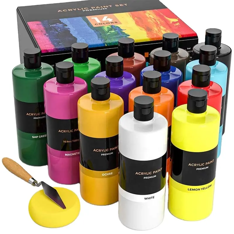 איכות 500ML פלסטיק בקבוק אריזה מקצועי אמנים אקריליק צבע צבע