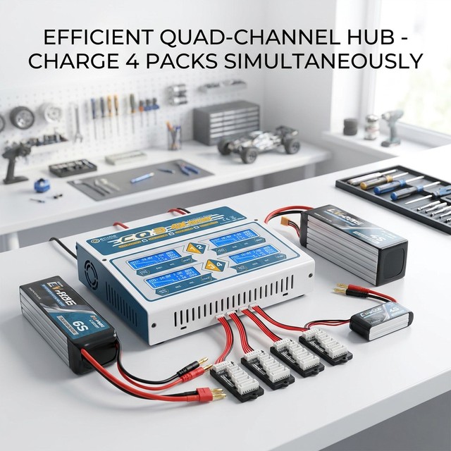 EV-Peak CQ3 AC/DC Smart Balance Charger Discharger Quad-Channel 4x100W 10A 1-6S Multi-Battery Type for RC FPV Agricultural UAV