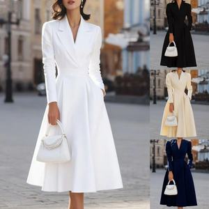 Robe de soirée chic et élégante pour femme 2026, coupe ajustée, taille cintrée, manches longues, idéale pour les occasions formelles ou décontractées. - Product Image 3