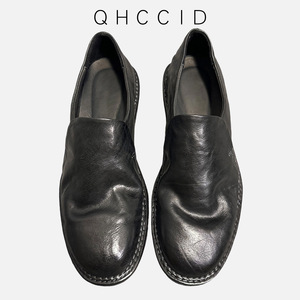 Mocasines de Cuero Negro para Hombre QHCCID, Cosidos a Mano, de Cuero Genuino, Tacón Bajo, Zapatos Casuales - Product Image 1