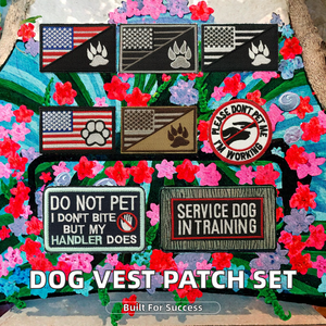 8 Parches Tácticos para Perros, de Fieltro con Bordado 3D, para Chalecos de Perros de Trabajo, Set de Insignias para Perros de Servicio, con Huella de Pata y Bandera Americana, Termoadhesivos para Gorras - Product Image 2
