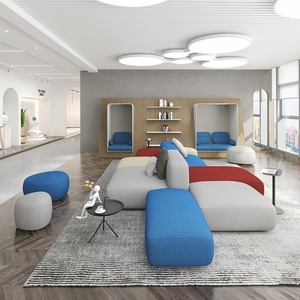 Modern <b>Square</b> Shaped <b>Combination</b> Modular Office Sofa Hotel Reception Hall Rest Fabric Sectional Sofa - Product Image 3