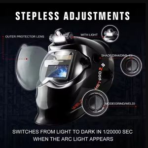 Casco <span class=keywords><strong>de</strong></span> soldadura panorámico ajustable profesional <span class=keywords><strong>con</strong></span> asistencia <span class=keywords><strong>de</strong></span> <span class=keywords><strong>luz</strong></span> <span class=keywords><strong>LED</strong></span> nocturna Protección ocular para trabajo al aire libre - Product Image 3