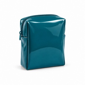 Trousse de Toilette Vert Teal en Cuir PU Verni 16x6x17cm avec Poche Latérale Brillante et Fermeture Éclair – Organisateur de Voyage Personnalisable pour Soins de la Peau - Product Image 3