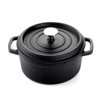Mini cocotte ronde en fonte pré-assaisonnée avec couvercle en fonte, extérieur émaillé coloré, antiadhésive, compatible gaz et induction