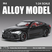 Voiture Modèle Réduit en Métal Moulé sous Pression 1:24 BWM M4 avec Son et Lumière, à Rétrofriction, Portes Ouvrantes, Objet de Collection Décoratif