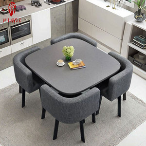 Set <span class=keywords><strong>Tavolo</strong></span> <span class=keywords><strong>da</strong></span> <span class=keywords><strong>Pranzo</strong></span> di Qualità Garantita con 4 Sedie, Rettangolare Rotondo <span class=keywords><strong>in</strong></span> <span class=keywords><strong>Marmo</strong></span> e Legno, Piano <span class=keywords><strong>in</strong></span> Pietra Sinterizzata, Set <span class=keywords><strong>da</strong></span> <span class=keywords><strong>Pranzo</strong></span> Moderno - Product Image 1
