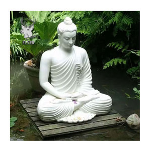 Handgeschnitzte Buddha-Statue aus Naturmarmor für die Außendekoration und Wohnkultur in Lebensgröße - Product Image 1