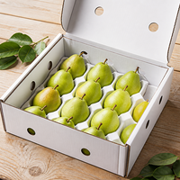 Witte perenverzenddoos met gebogen houders en ventilatiegaten, aangepaste logo fruitverpakking voor perenboerderijen groothandel