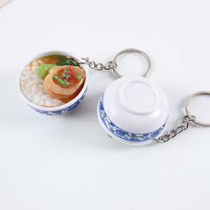 โมเดลชามข้าวจำลองขนาด 4 ซม., พวงกุญแจจานชามลายครามสีน้ำเงินและสีขาว, ของเล่นอาหารจีนจำลองขนาดเล็ก - Product Image 5