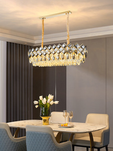 Lustre en cristal finition or E26 LED 3500K blanc chaud, intensité variable, hauteur réglable, luminaire suspendu pour salon, haute luminosité - Product Image 3