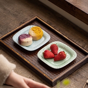 Assiette carrée élégante en porcelaine motif vague marine, petite assiette à fruits, plat à collation pour thé Zen, vaisselle de fête - Product Image 2