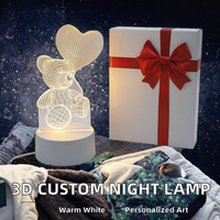 Lampe de nuit 3D moderne en acrylique, cadeau personnalisé avec photo de dessin animé, lampe de table LED rechargeable par USB, lumière blanche chaude, pour la chambre à coucher, pour enfants