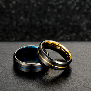 yunnique style niche ins <b>titanium</b> steel brushed beveled two-tone <b>ring</b> hip-hop matte men's <b>ring</b>, factory direct whol - Product Image 2