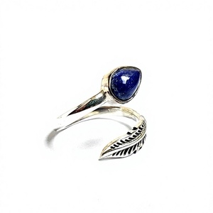Adjustable 925 Sterling <b>Silver</b> <b>Ring</b> Pear Shape Natural Lapis Lazuli Bohemian Oxidized Wholesale Indian Fine Jewelry Women's - Product Image 2
