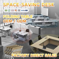 Table de conférence pliable et empilable portable de 1,8 m avec roulettes, table de formation moderne pour le bureau, mobilier de bureau
