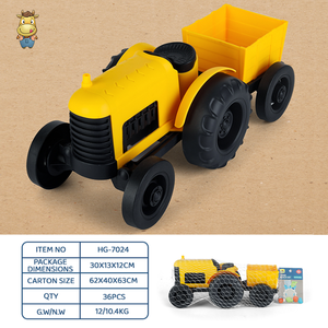 Tractor de Juguete con Remolque Desmontable, Ruedas de Fricción, Plástico Resistente, Vehículo Amarillo para Niños de 3 Años en Adelante - Product Image 5