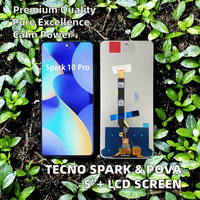 Layar LCD TFT >5 inci untuk Tecno Spark 10 Pro/Spark 20 Pro 5G/Pova 5/Pova 5 Pro 5G/Pova 6 Neo/Pova 7, Garansi 1 Tahun, Warna Hitam