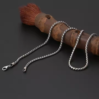 Collier en bambou de chaîne cubaine en argent sterling S925 pour couples d'hommes et de femmes
