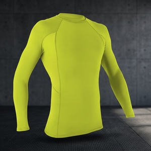 <b>Men's</b> MMA Rash Guard Long Sleeve Green Quick Dry Breathable Spandex Polyester <b>Compression</b> <b>Shirt</b> Adult Sport Top - Product Image 2