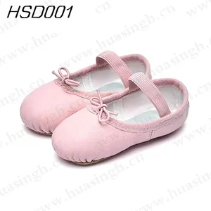 LXG, Sepatu Dansa Anak-anak Kulit Penuh Dapat Dilipat dengan Sabuk Elastis Anti-Slip Sol Luar Sepatu Balet Nyaman HSD001