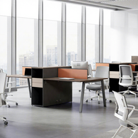 Poste de travail de bureau LEADCOM G-FN643B pour 4 personnes avec rangement latéral, poste de travail partagé, bureau pour employés respectueux de l'environnement E0