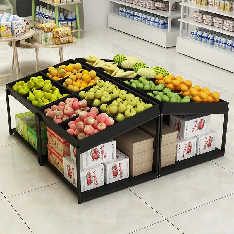 Estantes de madera para supermercado, estantes duraderos para tienda de frutas y verduras