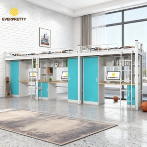 Ensemble <span class=keywords><strong>de</strong></span> meubles multifonctionnels pour dortoirs étudiants, idéal pour les projets éducatifs et l'habitation sur campus : <span class=keywords><strong>lit</strong></span> mezzanine en métal avec <span class=keywords><strong>casier</strong></span> et étagère. - Product Image 2
