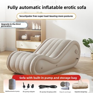 Ghế sofa hơi bơm hơi phủ nhung PVC bán trực tiếp từ nhà máy, gấp gọn, tiện dụng, di động, dùng làm đệm hơi tại nhà, phòng khách, bán buôn - Product Image 3