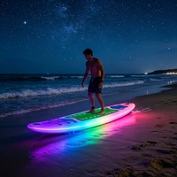 Planche de Stand Up Paddle Gonflable Écologique avec Bande LED RGB Étanche