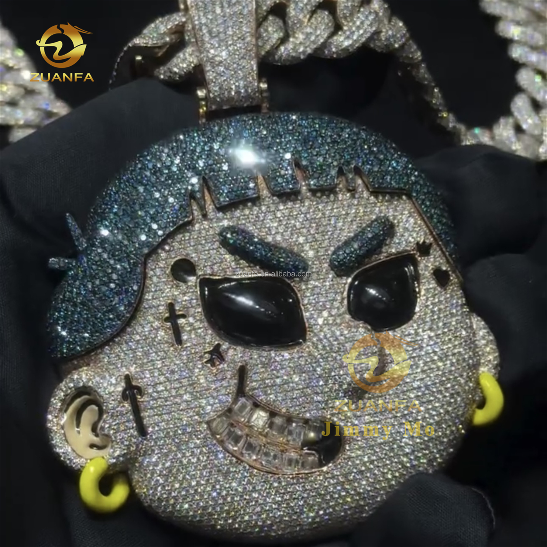 moissanite enamel pendant