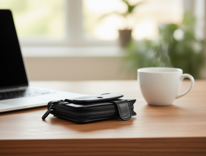 Porte-monnaie à grande rabatte, trois fermetures éclair, en cuir véritable, portefeuille minimaliste unisexe, 14 x 7 x 3 cm - Product Image 2