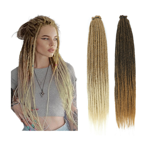 Vente en gros 24 pouces pré bouclé <span class=keywords><strong>Crochet</strong></span> cheveux 10 brins droite Boho boîte tresse Double extrémité dreads serrure extension de cheveux - Product Image 5