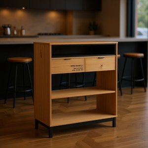 Solid Oak Wood Rectangular Bar <b>Table</b> 3 Compartments Modern Minimalist Design Durable Commercial Furniture - Product Image 2