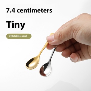 Muỗng gia vị nhỏ xíu bằng thép không gỉ 304 mạ bạc/vàng, khắc logo tùy chỉnh 7,4cm - Product Image 2