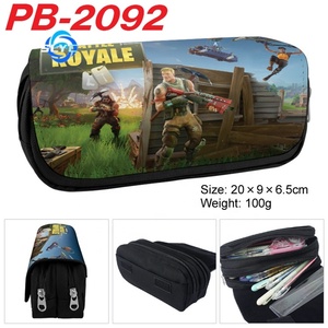 Dessin animé Fortnites périmètre toile Double fermeture éclair Anime stylo sac étudiant étanche grande capacité étui à crayons - Product Image 5
