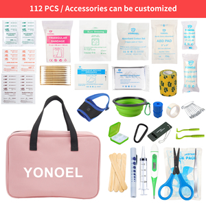 Roze Huisdier EHBO-<span class=keywords><strong>Kit</strong></span> Voor Honden 112 Stuks Accessoires En Katten Huisdier Noodpakket Voor Kamperen Wandelen Op Jacht - Product Image 2