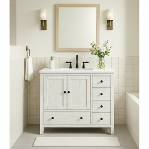 Tocador de baño de diseño clásico de 48 pulgadas con acabado de base de agua no tóxico Desmontaje de muebles de paquete plano Hecho en Vietnam - Product Image 1