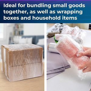 Stretch <b>Wrap</b> Plastic Handle Extra Sticky <b>Clear</b> Reinforced Grade High Gloss Plastic <b>Wrap</b> Film Great Moving Office Needs - Product Image 2