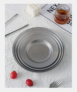 Solhui Vintage 304 acier inoxydable extérieur Camping <span class=keywords><strong>assiette</strong></span> profonde faire vieux rond en acier inoxydable <span class=keywords><strong>Dessert</strong></span> <span class=keywords><strong>assiette</strong></span> à gâteau - Product Image 6