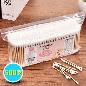 Sinwuas Coton-tiges en coton 500 pièces, double extrémité, en bois, polyvalents pour bébé et usage général - Product Image 1