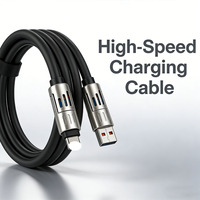Câble de charge rapide robuste 4-en-1 en silicone souple USB-C 240W pour ordinateur et écouteurs, blindage tressé, vente en gros