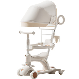 Trottinette tricycle pour enfants XBTONG avec siège et capote, pour les âges de 1 à 8 ans, hauteur réglable, design moderne - Product Image 3