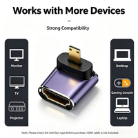 Adaptateur Micro HDMI vers HDMI 8K 60Hz, HDMI 2.1 plaqué or, convertisseur mâle vers femelle pour appareil photo, tablette, ordinateur portable, moniteur, téléviseur, projecteur