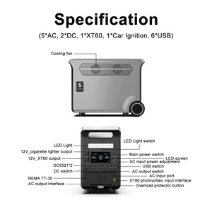 สถานีไฟฟ้าพกพา LiFePO4 3600W 3840Wh รองรับพลังงานแสงอาทิตย์ 2000W ฟังก์ชั่น UPS คลื่นไซน์บริสุทธิ์ สำหรับรถยนต์ รับผลิตแบบ OEM ODM มีคลังสินค้าในสหรัฐอเมริกาและยุโรป - Product Image 4