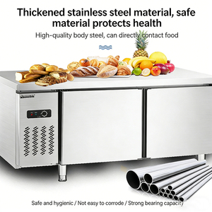 Plan de travail réfrigéré sous comptoir en acier inoxydable durable, <span class=keywords><strong>table</strong></span> de préparation alimentaire commerciale pour boulangerie avec dosseret - Product Image 3