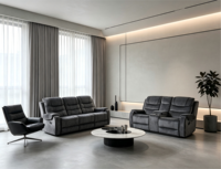 Ensemble de canapés inclinables ergonomiques intelligents Frank avec rembourrage en éponge, revêtement en cuir aérien, port de charge USB Type C et rangement pour usage hôtelier