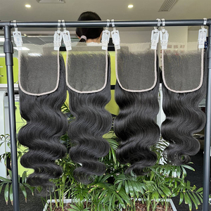 Pelo crudo vietnamita al por mayor encaje frontal cuerpo ondulado doble cabello humano dibujado encaje 4x4 5x5 6x613x4 13x6 cierre frontal - Product Image 2